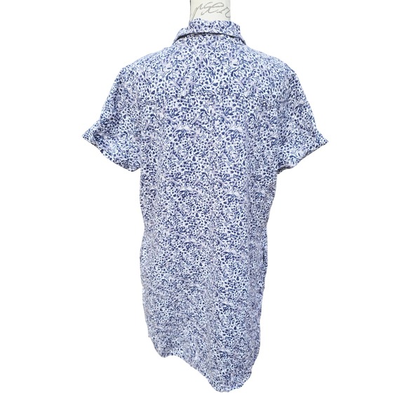 Garnet Hill European Flax Linen Floral Print Button Front Shirt Dress Size L - Picture 4 of 10